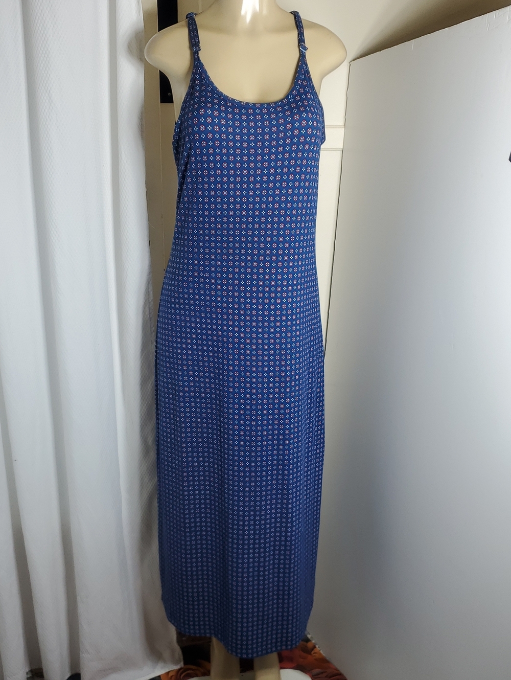 Echo Blue Printed Maxi Chemise with Adjustable Straps Size M
